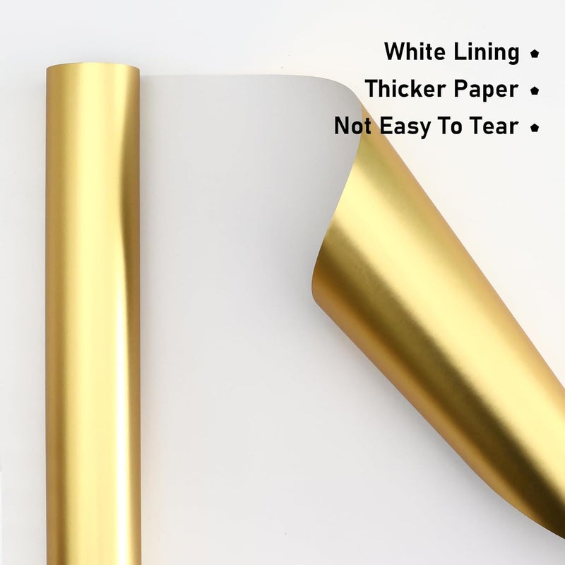NESCCI Matte Metal Gold Wrapping Paper, Solid Color Paper,Gift Wrapping Paper,Perfect for Wedding,Valentine's Day,Birthday, Christmas,Baby Shower,DIY Bouquet (17 Inches X 32.8 Feet) - Image 3